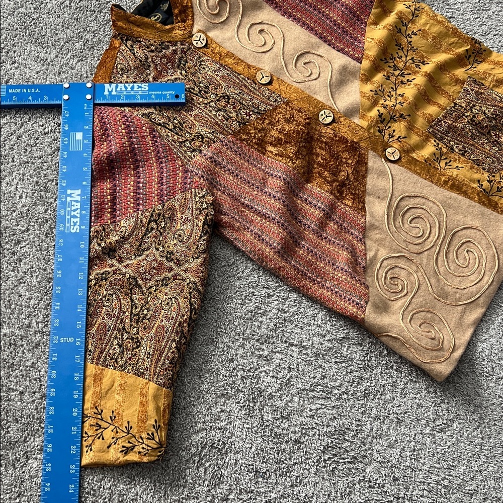 VTG Allure Tapestry Boho Patchwork Jacquard Velvet Button Front Jacket - Size 1X - Picture 7 of 7
